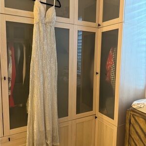 Elegant Silver Sequin Gown